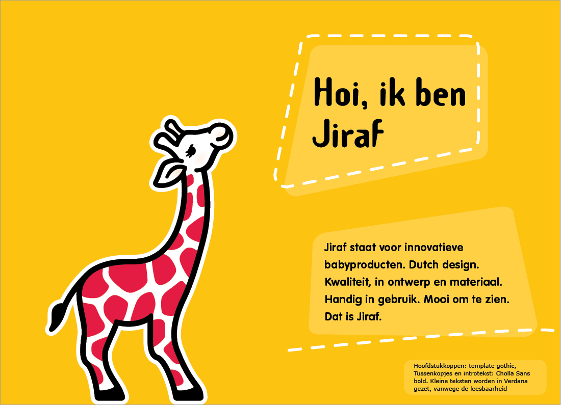 Jiraf in een Dutch Design stijl met dikke outlines