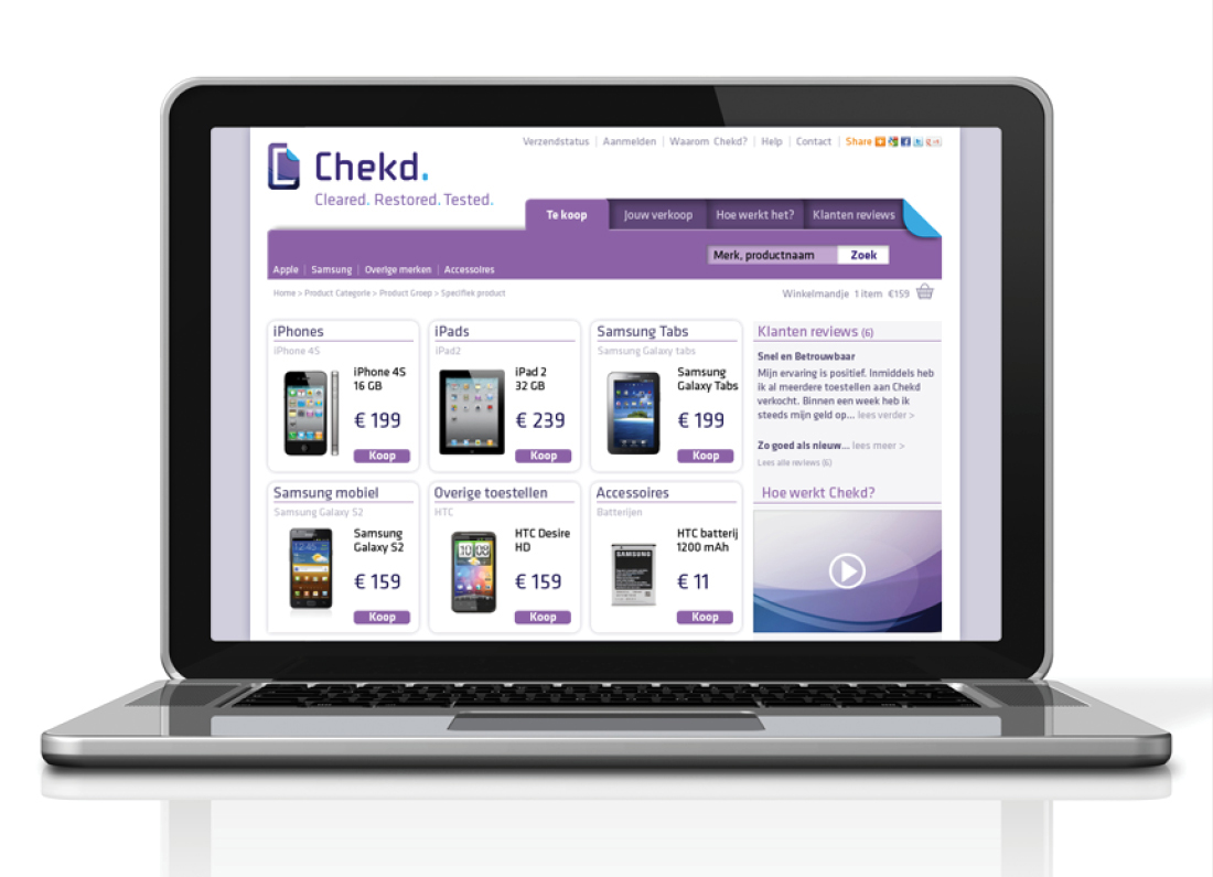 Visual design voor webshop Chekd